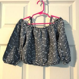 Forever 21 girl 5/6 black with white foral off shoulder cropped top